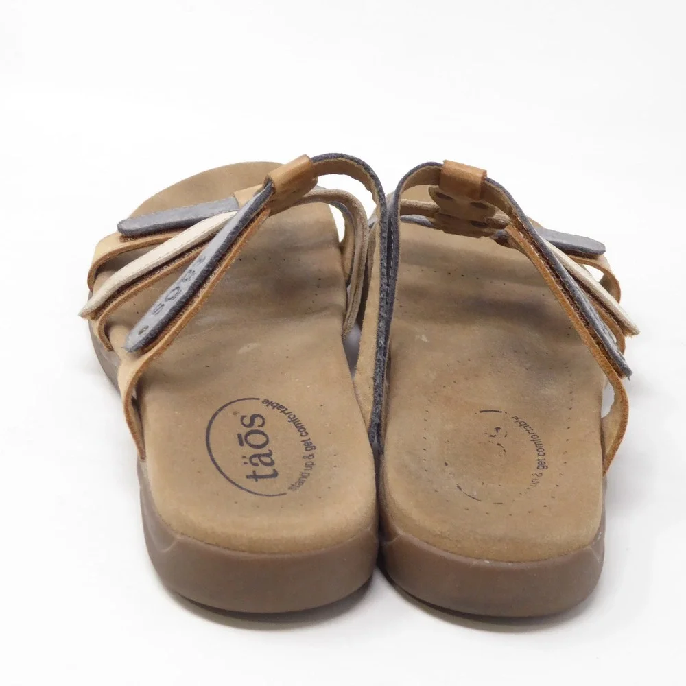 Taos Prize 4 Womens Sandals Brown Blue Leather Strappy Medallion 8